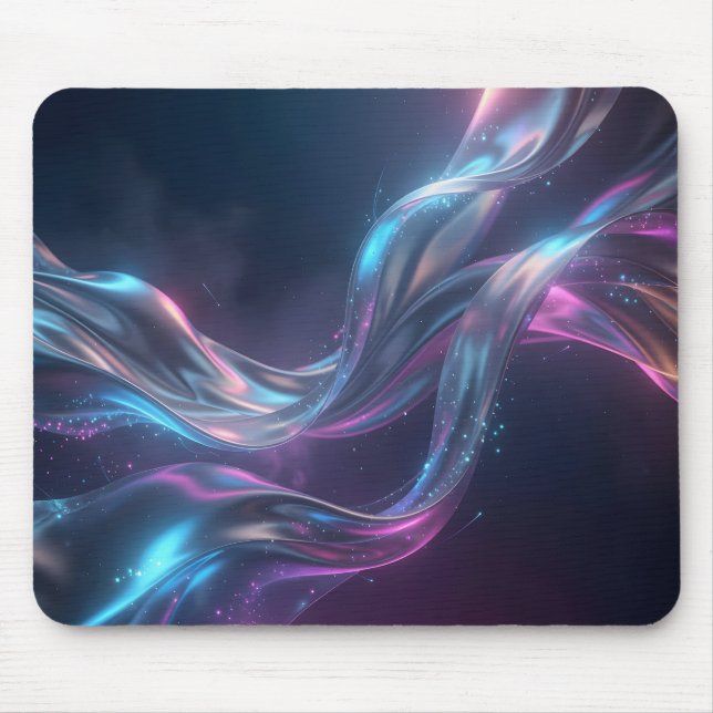 Celestial Neon Silk Flow Luminous Abstract Cosmic Mouse Mat (Front)