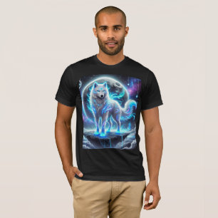Celestial Neon Wolf T-Shirt Design.