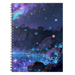 Celestial Night Lake Spiral Notebook