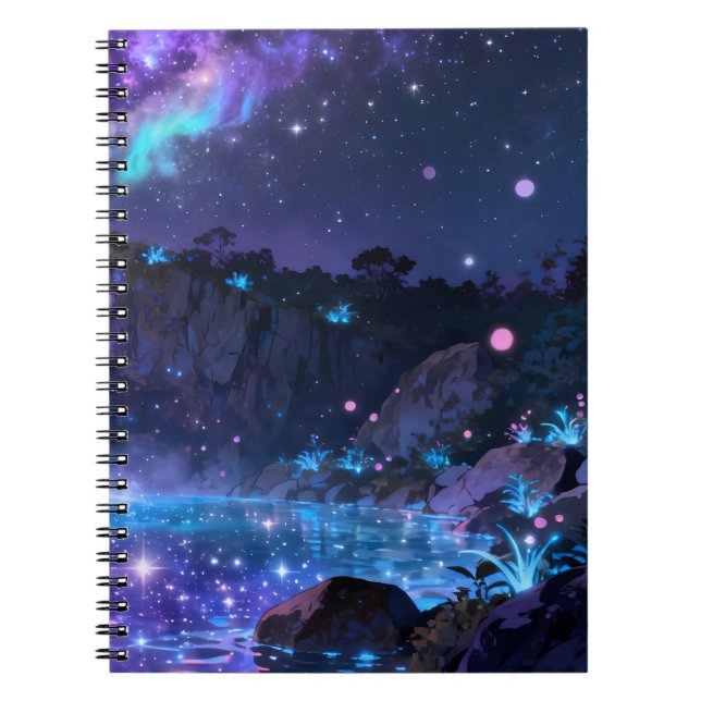 Celestial Night Lake Spiral Notebook (Front)