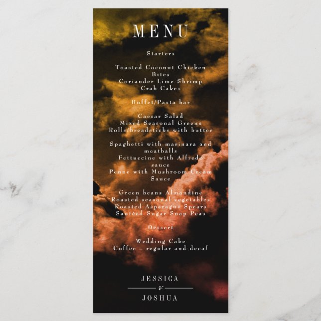 Celestial Night Lunar Sky Wedding Dinner Menu (Front)