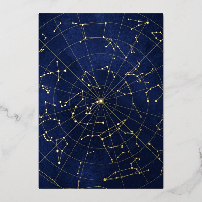 Celestial Night Sky Foil Invitation - Back Card (Front)