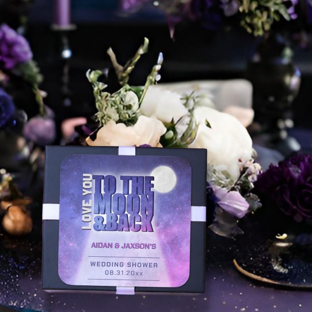 Celestial Night Sky Full Moon Wedding Shower Square Sticker (Creator Uploaded)
