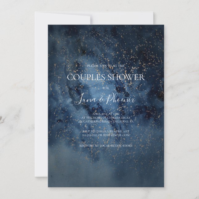 Celestial Night Sky | Gold Couples Shower Invitation (Front)