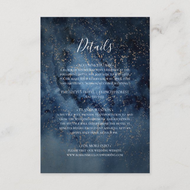 Celestial Night Sky | Gold Details Enclosure Card (Front)