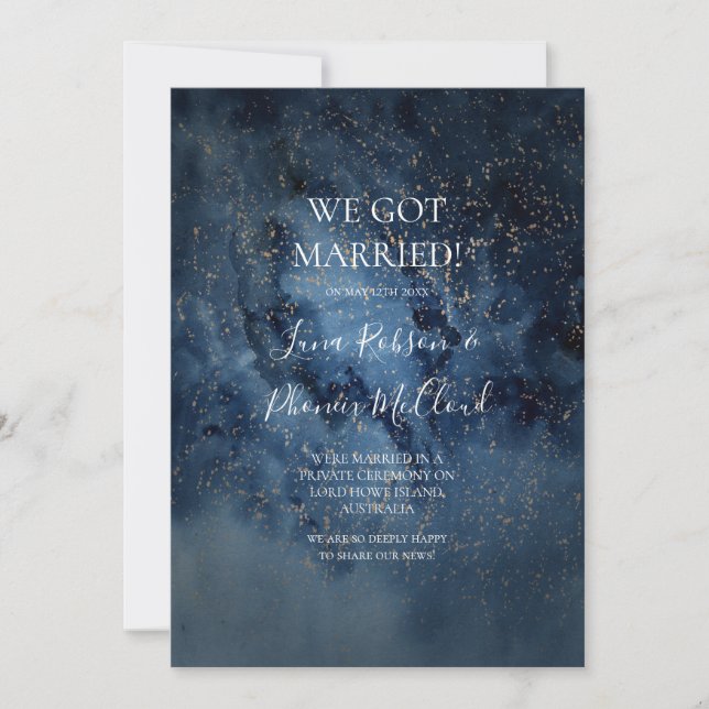 Celestial Night Sky | Gold Elopement Announcement (Front)