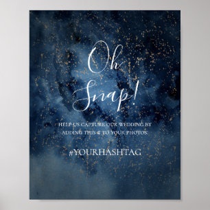 Celestial Night Sky   Gold Oh Snap Hashtag Sign