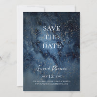 Celestial Night Sky Gold Save The Date