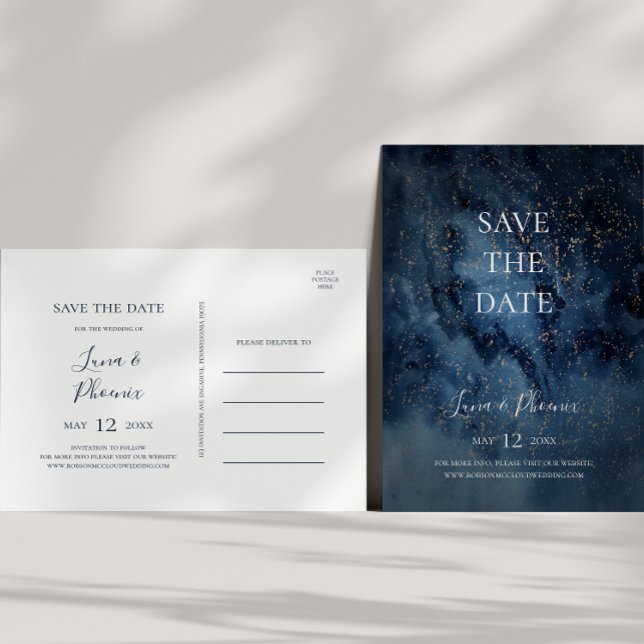 Celestial Night Sky | Gold Save The Date Postcard (Creator Uploaded)