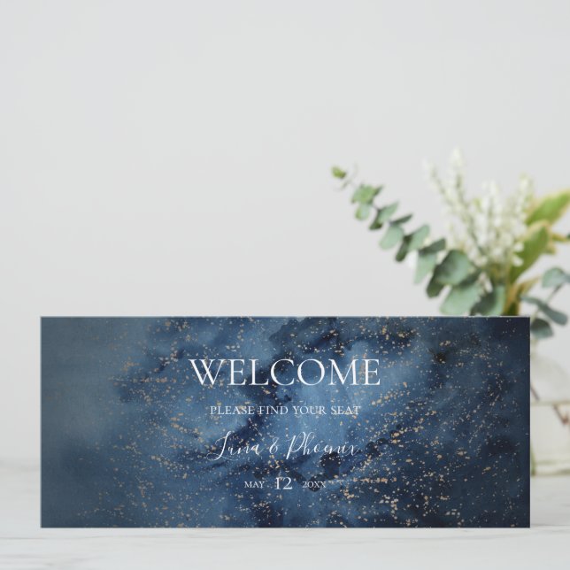 Celestial Night Sky | Gold Seating Chart Header (Standing Front)