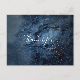 Celestial Night Sky Gold Thank You Postcard