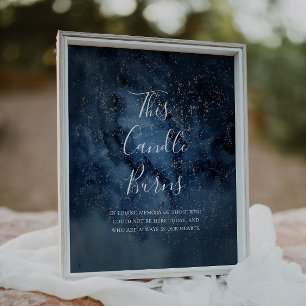 Celestial Night Sky   Gold This Candle Burns Sign