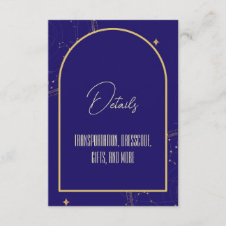 Celestial Night Sky Navy Blue and Gold Wedding Enclosure Card