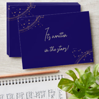 Celestial Night Sky Navy Blue and Gold Wedding Envelope