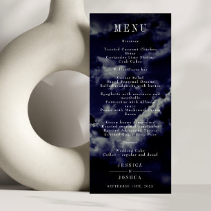 Celestial Night Sky Navy Blue Wedding Dinner Menu