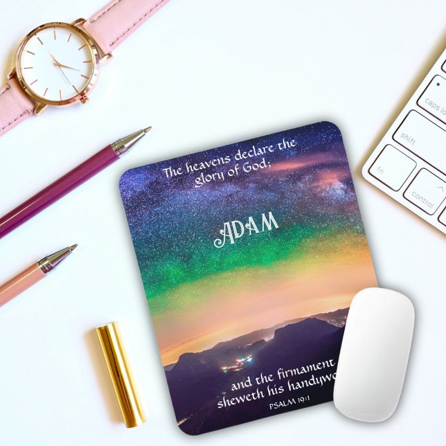 Celestial Night Sky Psalm 19:1 Scripture Verse Mouse Mat (Creator Uploaded)