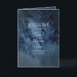 Celestial Night Sky | Silver Folded Wedding Programme<br><div class="desc">This celestial night sky | silver folded wedding program is perfect for your enchanted under-the-stars wedding. The dark navy blue watercolor sky, dotted with gold stars, will set the tone for your evening boho outdoor wedding. Personalise it as you wish or keep it as is. Be sure to look through...</div>