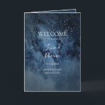 Celestial Night Sky | Silver Folded Wedding Programme<br><div class="desc">This celestial night sky | silver folded wedding program is perfect for your enchanted under-the-stars wedding. The dark navy blue watercolor sky, dotted with gold stars, will set the tone for your evening boho outdoor wedding. Personalise it as you wish or keep it as is. Be sure to look through...</div>