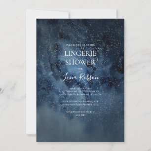 Celestial Night Sky   Silver Lingerie Shower Invitation