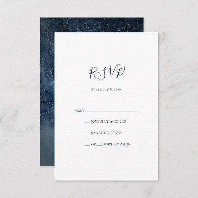 Celestial Night Sky | Silver RSVP Card (Front/Back)