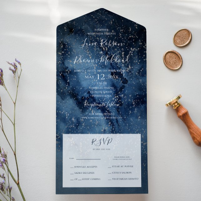 Celestial Night Sky | Silver Seal And Send All In One Invitation (Creator Uploaded)