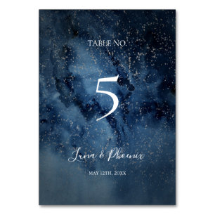 Celestial Night Sky   Silver Table Number