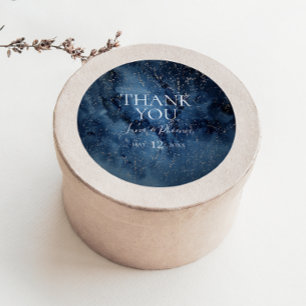 Celestial Night Sky Silver Thank You Favour Sticke Classic Round Sticker