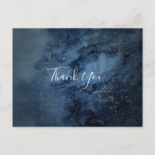 Celestial Night Sky Silver Thank You Postcard