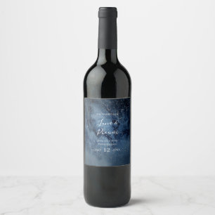 Celestial Night Sky Silver Wedding Wine Label