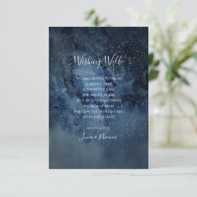Celestial Night Sky | Silver Wedding Wishing Well Enclosure Card (Standing Front)