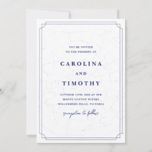 Celestial Night Sky Watercolour Wedding Invitation