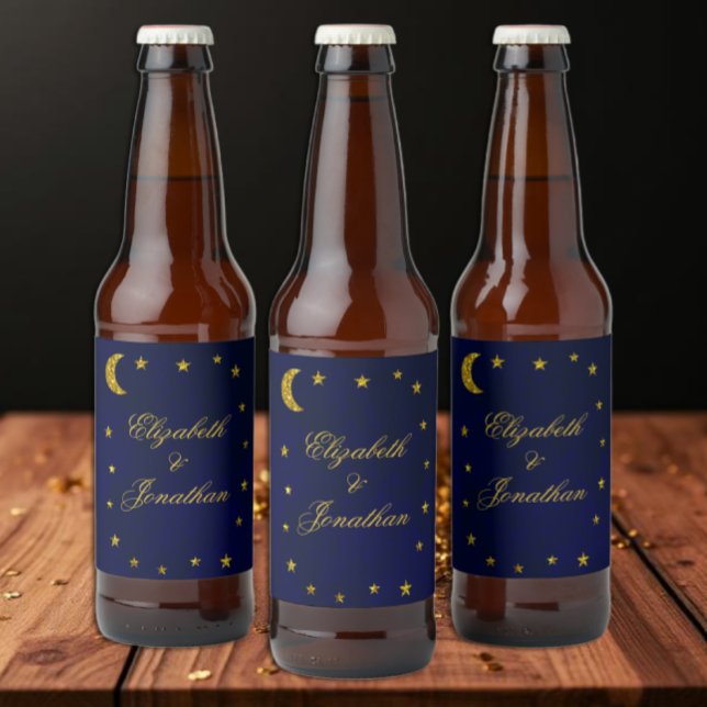Celestial Night Sky Wedding Beer Bottle Label (Creator Uploaded)