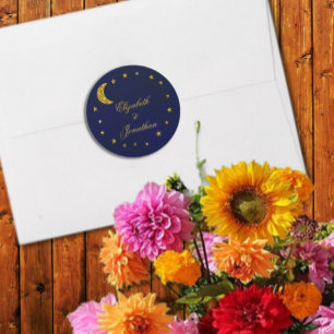 Celestial Night Sky Wedding Classic Round Sticker