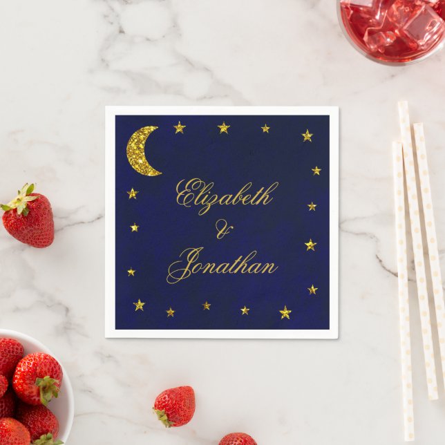 Celestial Night Sky Wedding Napkin (Insitu)