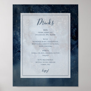 Celestial Night Sky With Frame Drinks Menu Sign