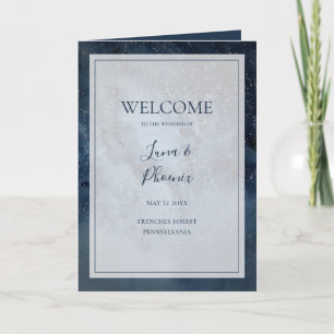 Celestial Night Sky With Frame Folded Wedding Programme