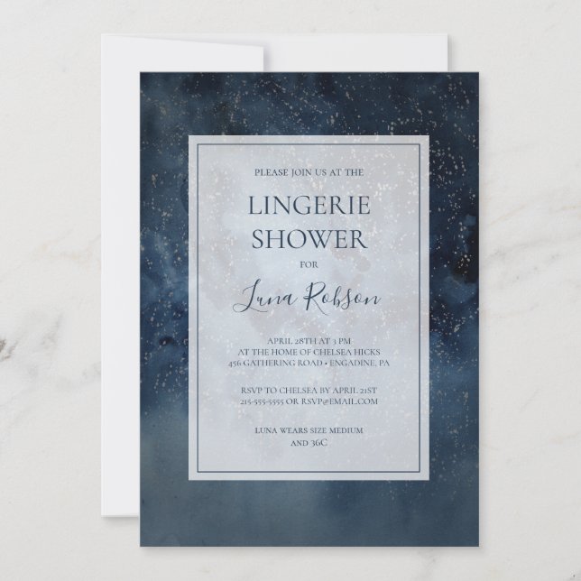Celestial Night Sky With Frame Lingerie Shower Invitation (Front)