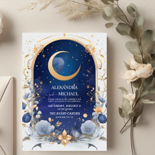 Celestial Night Sky With Frame Traditional Wedding Invitation