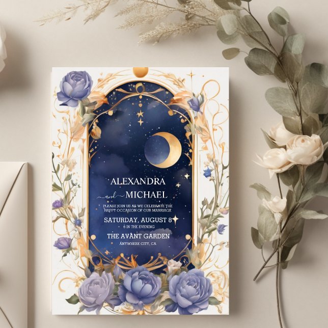 Celestial Night Sky With Frame Traditional Wedding Invitation (Creator Uploaded)