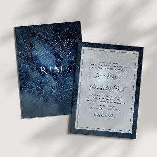 Celestial Night Sky With Frame Traditional Wedding Invitation