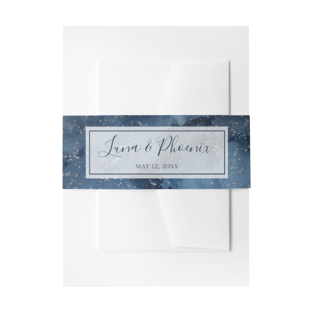 Celestial Night Sky With Frame Wedding Invitation Belly Band (Front Example)