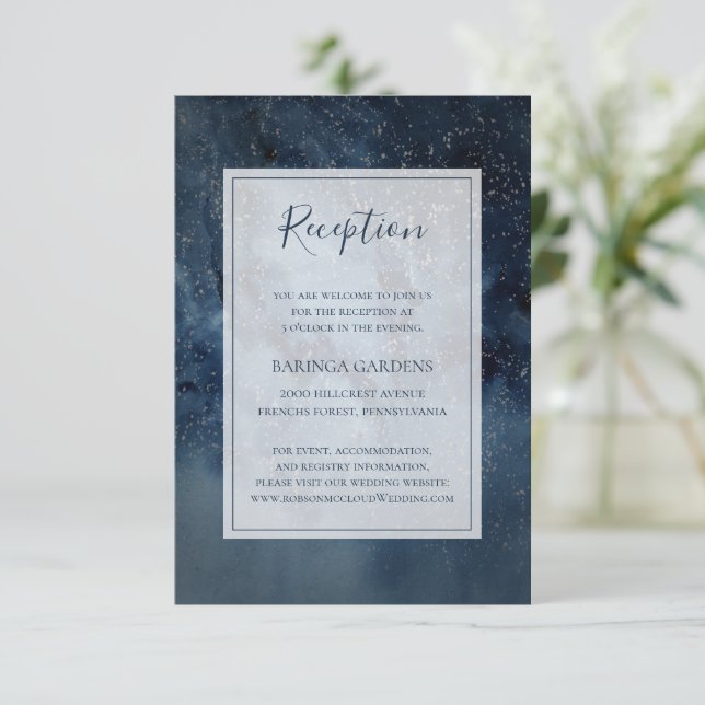 Celestial Night Sky With Frame Wedding Reception Enclosure Card (Standing Front)