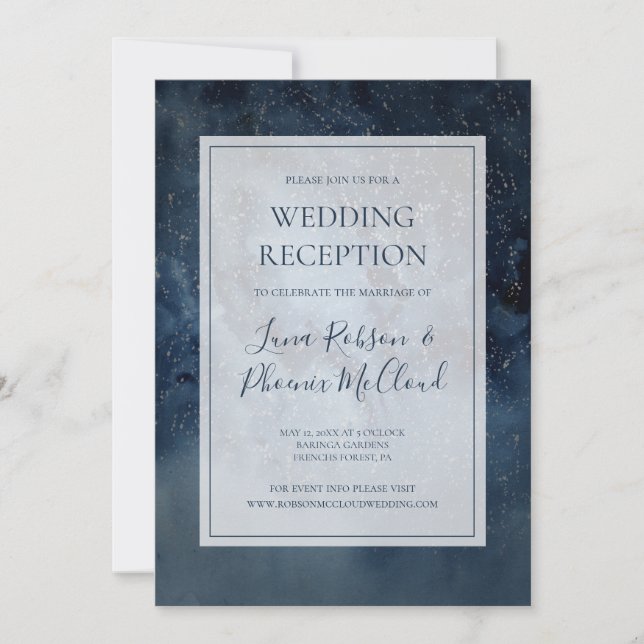 Celestial Night Sky With Frame Wedding Reception Invitation (Front)