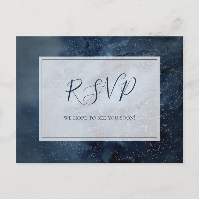 Celestial Night Sky With Frame Wedding RSVP Postcard (Front)