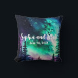 Celestial Northern Lights Wedding Cushion<br><div class="desc">🌟💍 Introducing Our Celestial Aurora Borealis Wedding Throw Pillow 💕🌌 Embrace the celestial enchantment of your special day with our Celestial Aurora Borealis Northern Lights Wedding Suite, now featuring an exquisite Wedding Throw Pillow. This decorative pillow captures a breathtaking portrayal of the serene forest harmonising with the awe-inspiring hues of...</div>