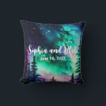 Celestial Northern Lights Wedding Cushion<br><div class="desc">🌟💍 Introducing Our Celestial Aurora Borealis Wedding Throw Pillow 💕🌌 Embrace the celestial enchantment of your special day with our Celestial Aurora Borealis Northern Lights Wedding Suite, now featuring an exquisite Wedding Throw Pillow. This decorative pillow captures a breathtaking portrayal of the serene forest harmonising with the awe-inspiring hues of...</div>