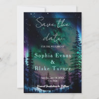 Celestial Northern Lights Wedding Save the Date