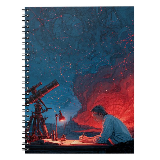 Celestial Observer Red Blue Star Map Notebook (Front)