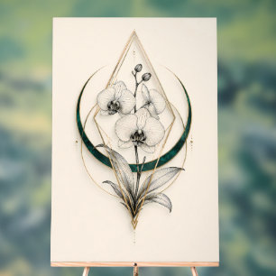 Celestial Orchid Geometric Gold Premium Acrylic Sign