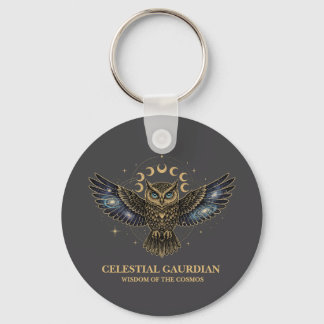 Celestial Owl Cosmic Guardian Key Ring